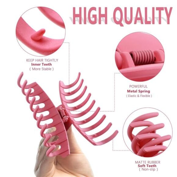 Large Hair Claw Clips for Women, Big Matte Hair Clips 8 pack - Picture 3 of 7